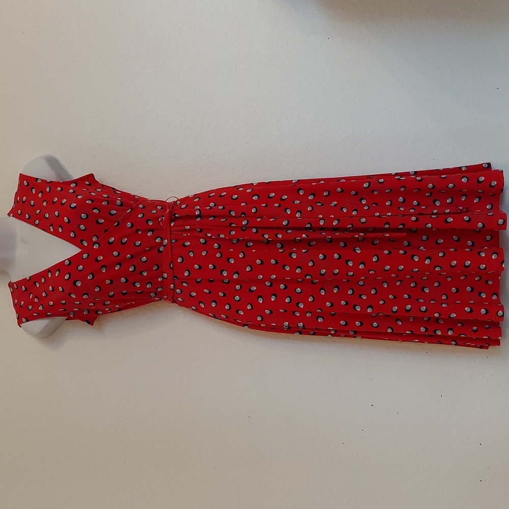 Leota Red Sleeveless Belted V-Neck Faux-Wrap Dress Size XS